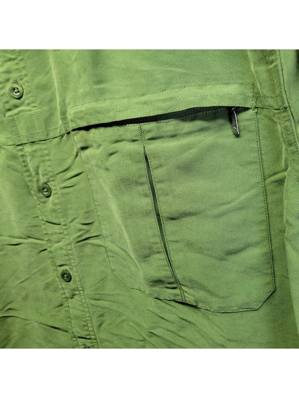 THE NORTH FACE Mens Sz 2XL Solid Green Button Up Shirt Long Sleeve Modal/Poly